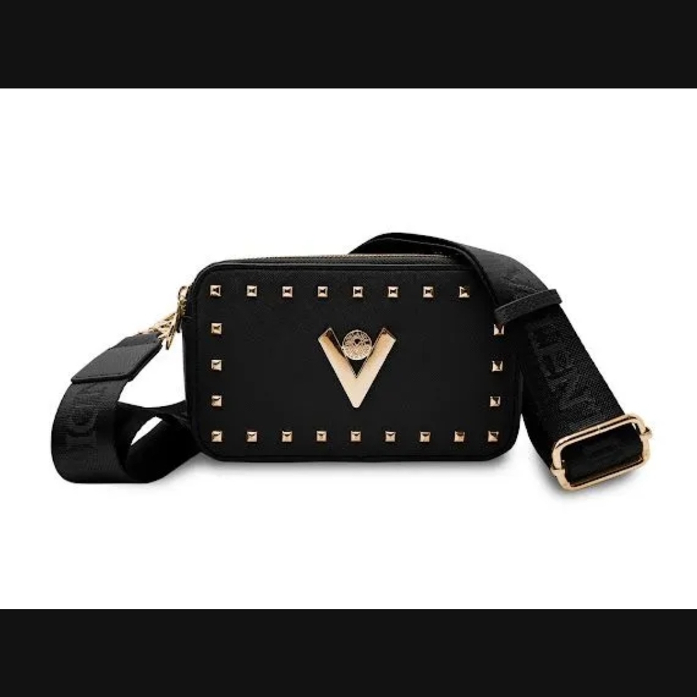 Valentino Orlandi Black Crossbody Bag with Gold Accents
